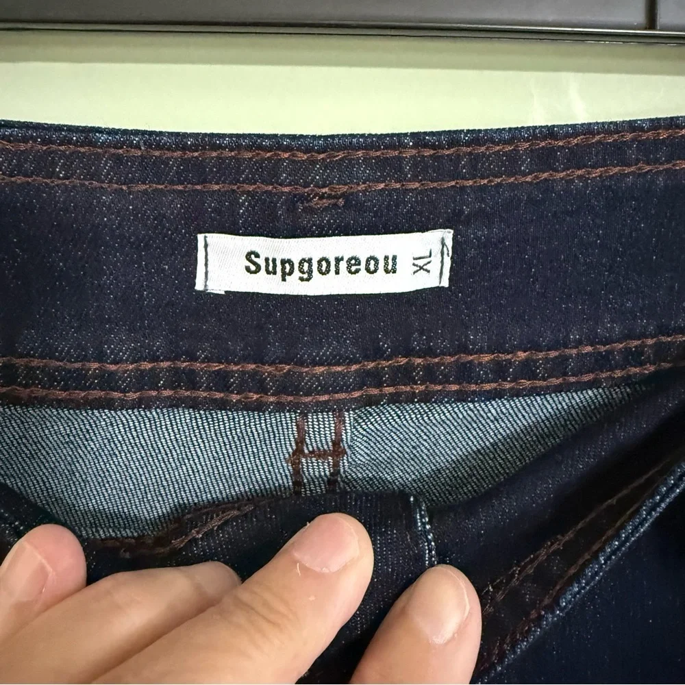 NEW Supgoreou high waisted Blue Wide-Leg Jeans‎ woman XL waist 30 inch